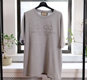 Gucci Grey Men’s Cotton Logo Embroidered T-shirt (Size L)